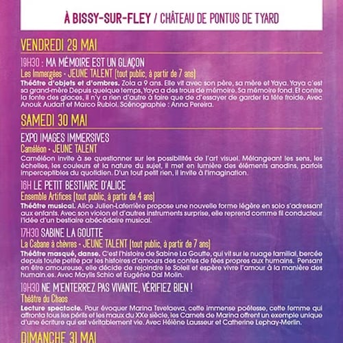 programme Les Tréteaux de Pontus Bissy