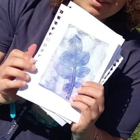 Visite guidée du jardin lapidaire et  de l'installation de gelly print, travail artistique et culturel mené avec les centres sociaux